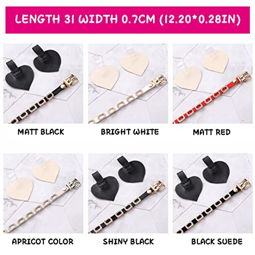 Luchike 1 Pair High Heels Ankle Straps with Self-Adhesive Heel Cushion Detachable Rhinestones Shoe Straps for Pumps Flats Stilettos Black - Image 4