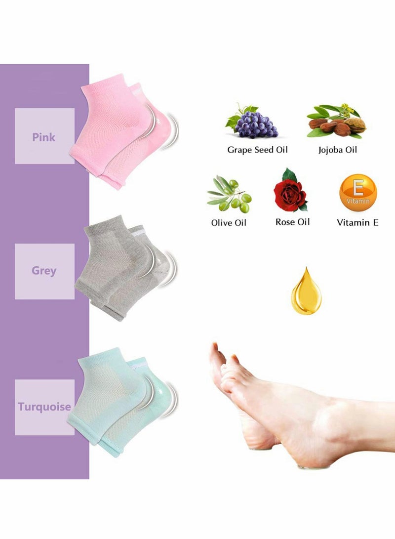 Excefore 3 Pairs Moisturizing Heel Socks, Gel Lined Toeless Spa Socks to Heal and Treat Dry Hard Cracked Heel - Image 4