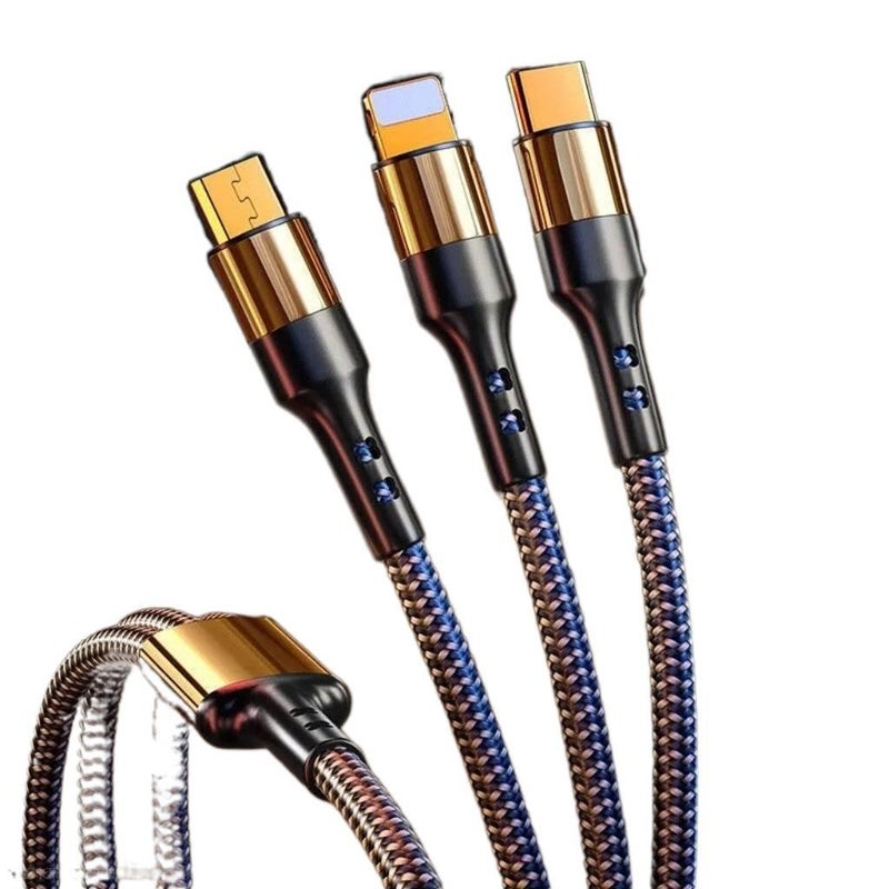 كابل شحن متعدد الرؤوس بقدرة 81W وبموصل USB-C وبطول 3 m لـ شحن الهاتف والتابلت ونقل البيانات واستخدام المحولات والإعداد المكتبي والحمل أثناء السفر - Image 3
