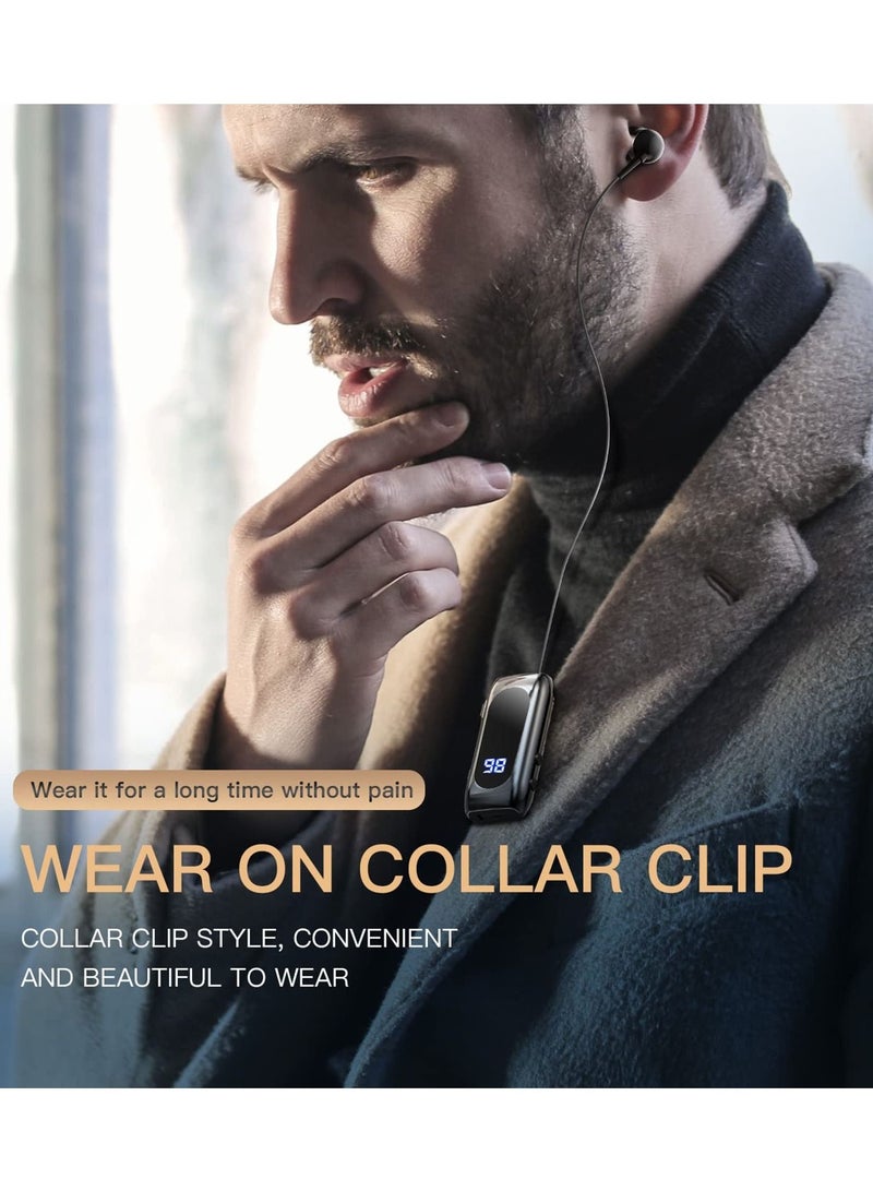 قابل للسحب سماعة بلوتوث ، ذوي الياقات البيضاء سماعة بلوتوث ، سماعة لاسلكية بطارية عرض سريع شاحن الهاتف الخليوي سماعة يدوي v5.2 مع ميكروفون - Image 2