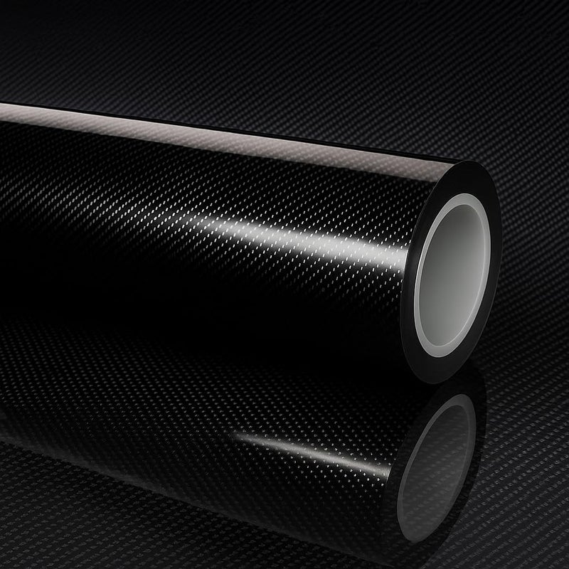 RockRose 7D Super Glossy Black Carbon Fiber Vinyl Wrap - Self Adhesive Car Vinyl Sticker (1FT x 5FT) - Image 1