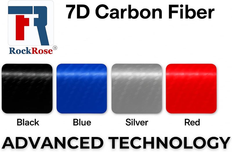 RockRose 7D Super Glossy Black Carbon Fiber Vinyl Wrap - Self Adhesive Car Vinyl Sticker (1FT x 5FT) - Image 5