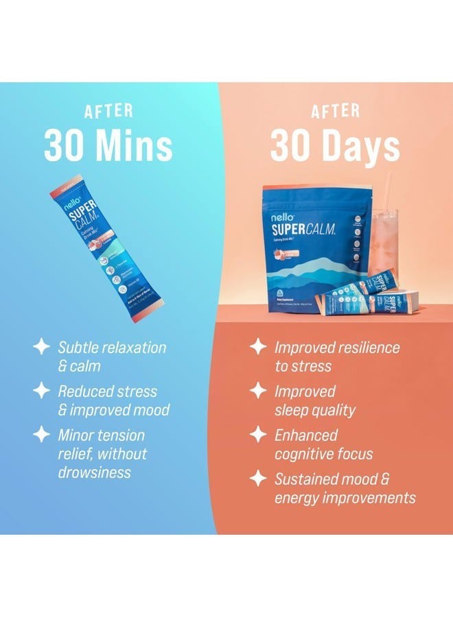 Nello Supercalm Powdered Drink Mix, Cortisol Reducer*, Sleep Aid Supplement, L Theanine, Ksm-66 Ashwagandha, Magnesium Glycinate, Vitamin D 3, No Sugar, Non GMO, 20 Ct, Strawberries & Cream - Image 2