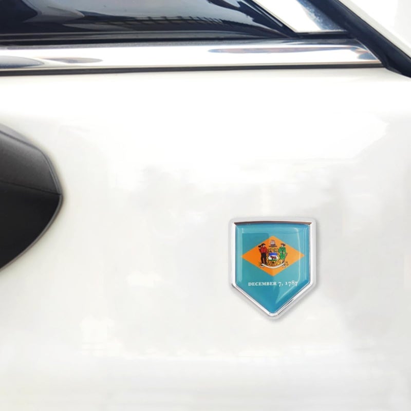 Overdecor Delaware Flag Decal Stickers Car Emblem Delaware Car Accessories Decorations Chrome Shield Flag Sticker Decals for Cars Truck Vehicles, 2 Pack - Image 4