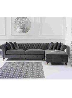 مهارة البحر مجموعة أريكة قماشية حديثة فاخرة من ريجال أثاث غرفة المعيشة الأنيقة اللطيفة Dark Grey-260X90X80  - Image 1