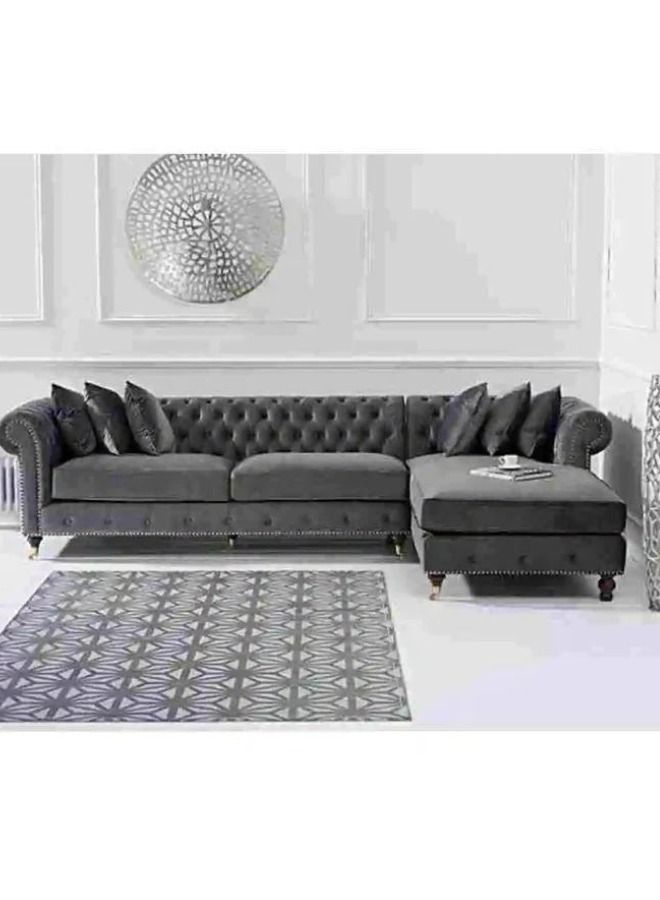 مهارة البحر مجموعة أريكة قماشية حديثة فاخرة من ريجال أثاث غرفة المعيشة الأنيقة اللطيفة Dark Grey-260X90X80  - Image 1