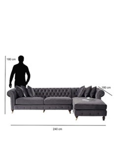 مهارة البحر مجموعة أريكة قماشية حديثة فاخرة من ريجال أثاث غرفة المعيشة الأنيقة اللطيفة Dark Grey-260X90X80  - Image 2