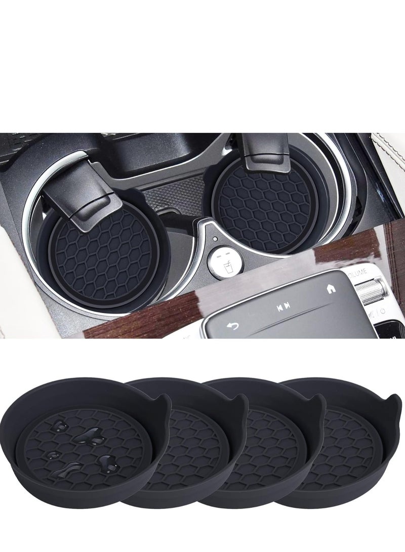 Generic 4-Pack Car Coaster with Silicone Insert, Universal Non-Slip Cup Holder, Men's & Women's Auto Parts Interior (Black)  - Image 1