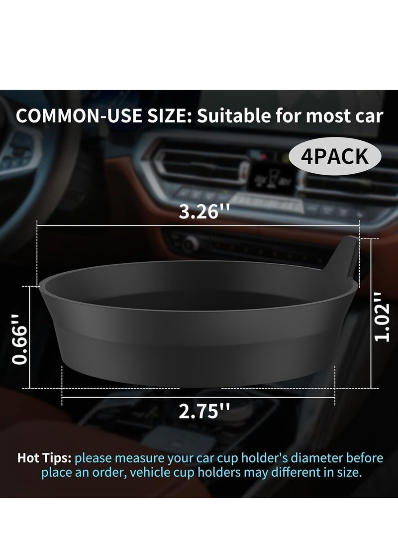 Generic 4-Pack Car Coaster with Silicone Insert, Universal Non-Slip Cup Holder, Men's & Women's Auto Parts Interior (Black)  - Image 2