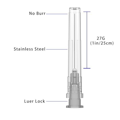 Veosor 27 Gauge 1 Inch Needle100 Pcs Luer Lock NeedlesIndividually Sealed Packages 27G - Image 3