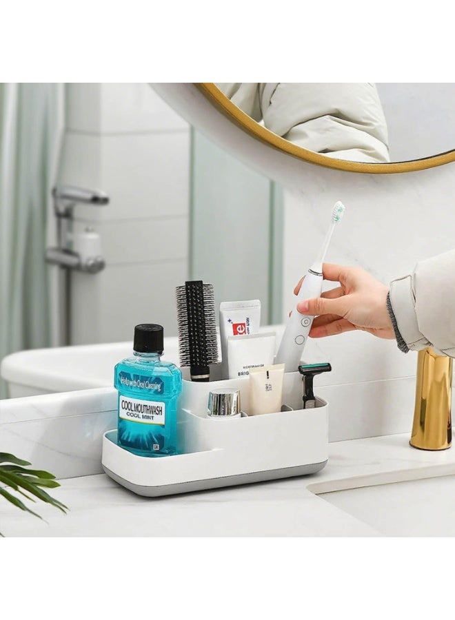 5 Slots Toothbrush and Toothpaste Holder for Bathroom Plastic Storage Organizer for Electric Toothbrush Facial Cleanser Comb Razor - Image 1
