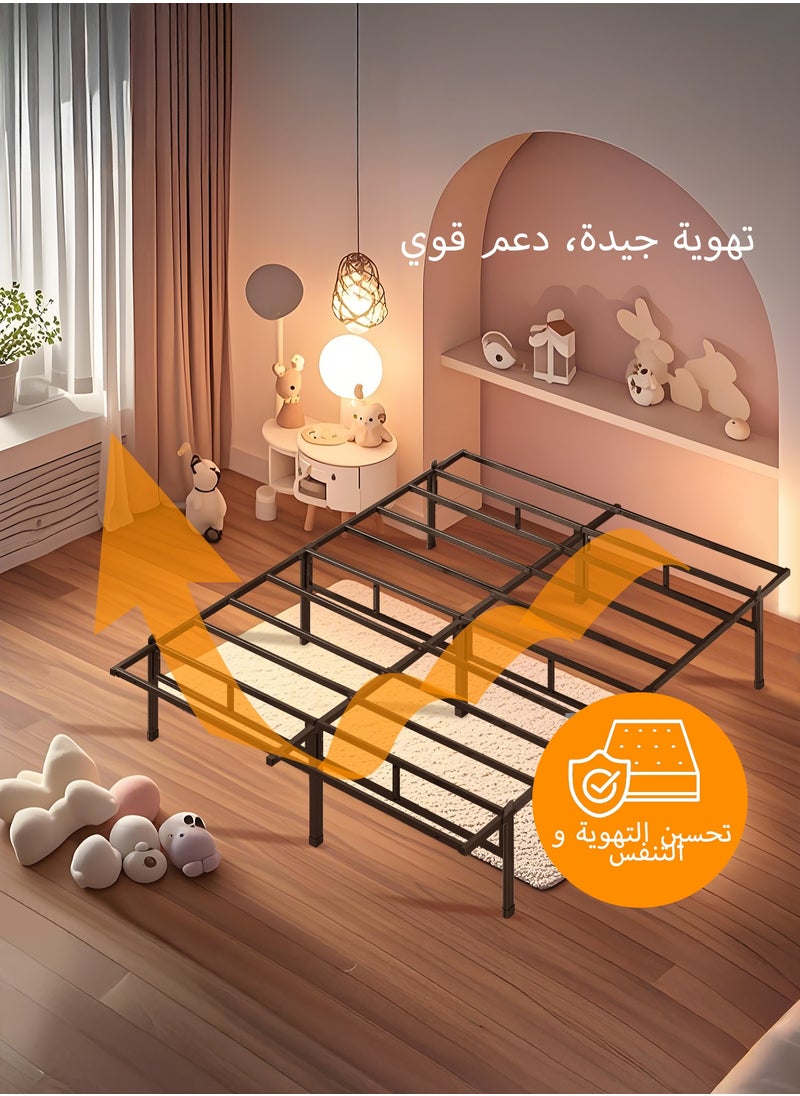 Yanara - 160x200 cm Metal Platform Family Bed Frame with Storage Space, 35 cm Height, Heavy Duty Steel Support, Easy Assembly, No Box Spring Needed - Image 1