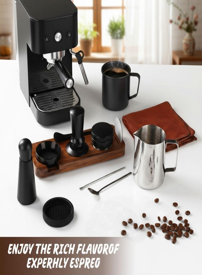 Ferrochef 13 Pcs Espresso Accessories Set 51mm Tamper WDT Espresso Distribution TOOL Kit Frothing Pitcher, Mat, Latte Art Pen, Sandalwood Tamping Station, Barista Towel, Brush and Decorative Stencils - Image 3