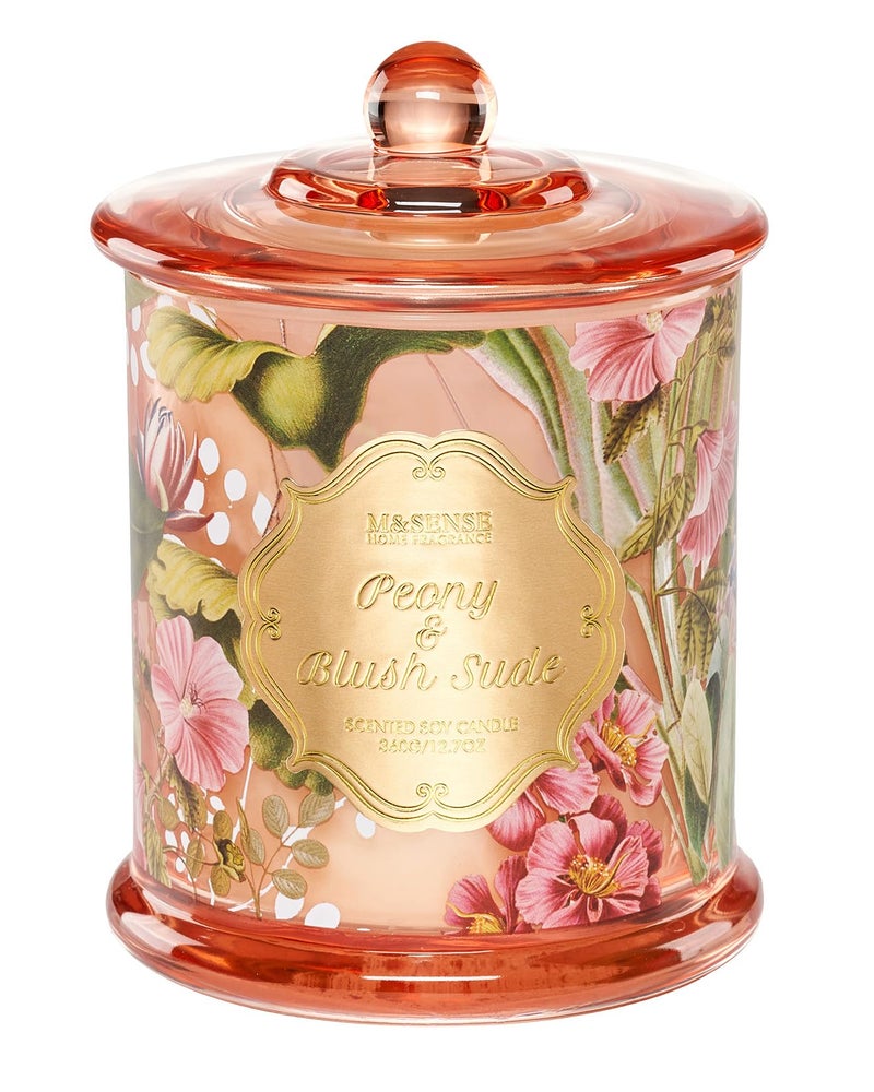 MSENSE Peony Candles Home Scented Organic Soy Candle 127oz 75 Hour Long Lasting Slow Burning Spring Floral Fragrant Relaxing Aromatherapy Candle Aaesthetic Candle Gift for Women