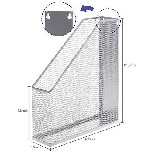 MyGift Silver Wire Mesh Document Holder, Wall Mounted or Desktop Magazine and File Rack, Set of 2 - Image 4