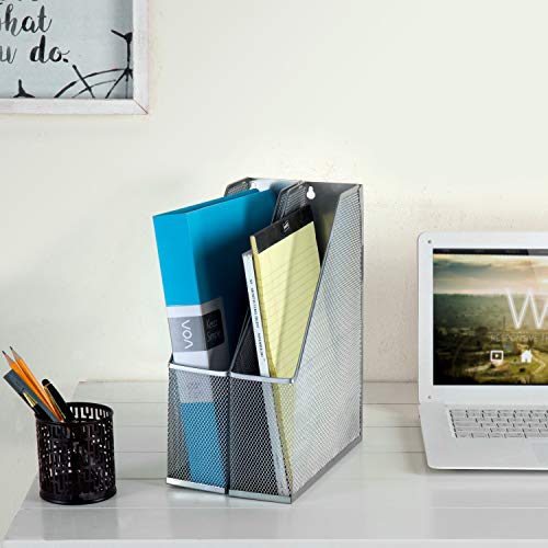 MyGift Silver Wire Mesh Document Holder, Wall Mounted or Desktop Magazine and File Rack, Set of 2 - Image 2