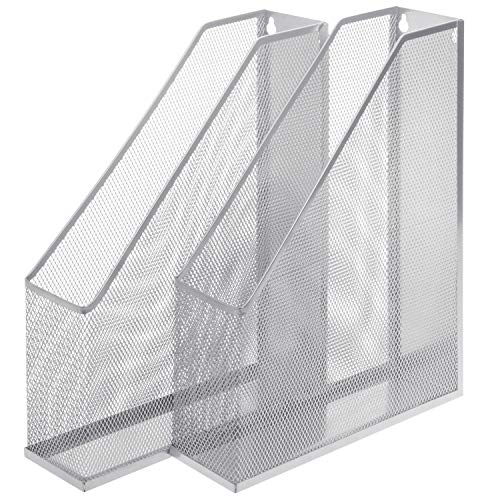 MyGift Silver Wire Mesh Document Holder, Wall Mounted or Desktop Magazine and File Rack, Set of 2 - Image 5