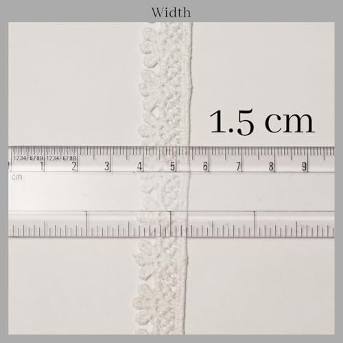EmbroideryMaterial Kinari White Cotton Trim Laces and Borders Material for Saree Border, Suit, Kurta, Dupatta, Blouse, Gown, Lehenga & Neckline (10 Meters, 1.5 CM Wide) - Image 2