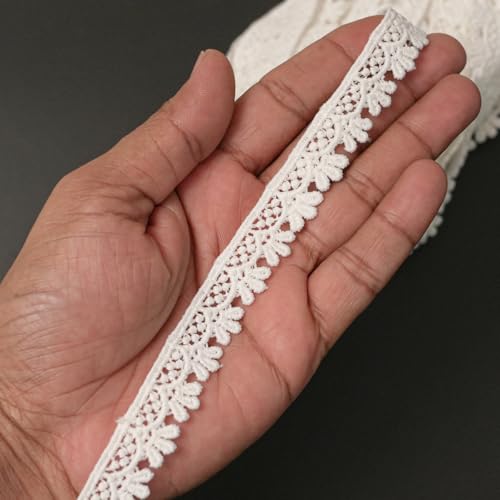 EmbroideryMaterial Kinari White Cotton Trim Laces and Borders Material for Saree Border, Suit, Kurta, Dupatta, Blouse, Gown, Lehenga & Neckline (10 Meters, 1.5 CM Wide) - Image 1