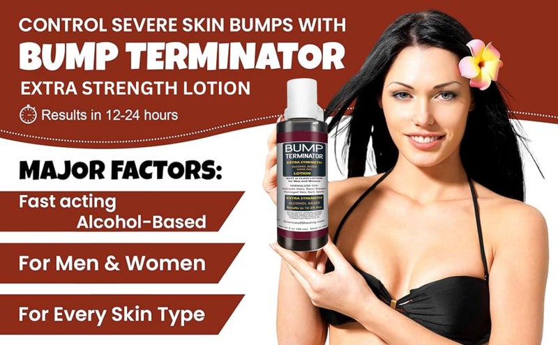 Breej BUMP Terminator EXTRA STRENGTH, Fast Acting, Alcohol BASED, Water Free Anti Razor Bumps, Ingrown Hair, Skin Treatment for Face, Neck, Bikini Area & Legs, Unisex Lotion, 5.4 fl oz - Image 3