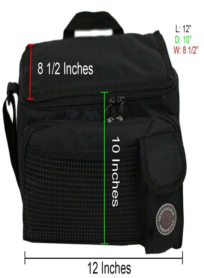 Transworld Durable Deluxe Insulated Lunch Cooler Bag (Many Colors and Size Available) (12"x10"x8 1/2", Black) - Image 2