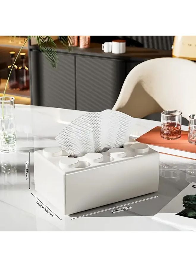 صندوق المناديل الأبيض المبتكر على طراز ليغو بتصميم مستطيل - Image 1