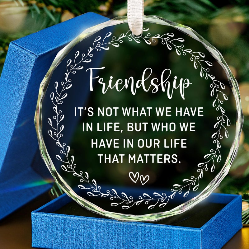 HEXMOZ زينة أفضل صديقة للنساء هدايا الأصدقاء 2025 هدايا الصداقة للصديقات BFFs أفضل الأصدقاء الأخوات الروح مجموعة الأصدقاء زينة شجرة عيد الميلاد زينة زجاجية للصداقة