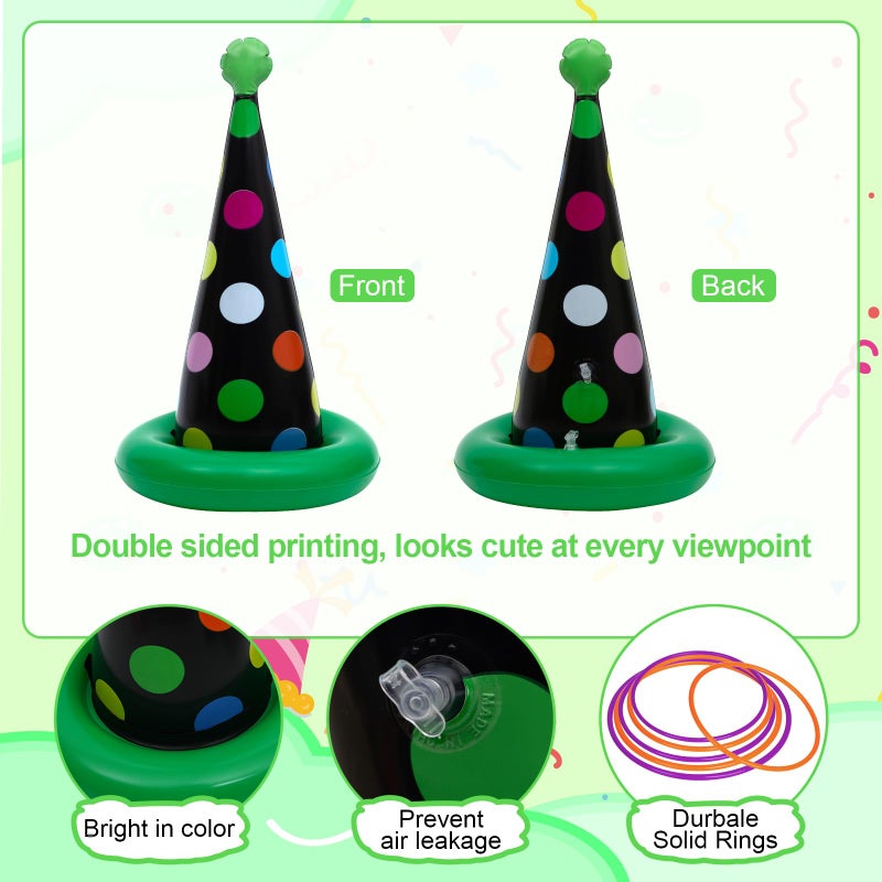 Stegosaurus Inflatable Ring Toss Game, Birthday Party Games Ring Toss Game for Kids Adults Birthday Party Decorations Lawn & Yard Games Toys for Family 5-Pack with 10 Plastic Rings - Image 3