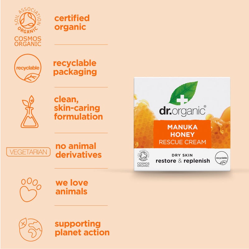 dr.organic كريم إنقاذ عسل مانوكا العضوي للعناية بالبشرة النشطة (1.7 أونصة سائلة) - Image 4