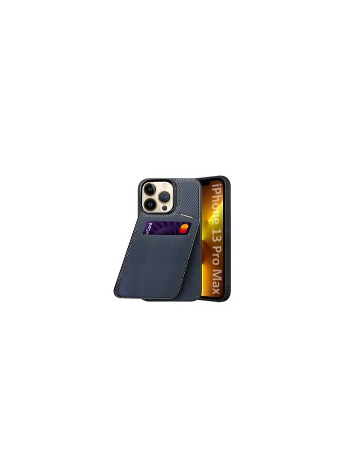 CATANES iPhone 13 Pro Max Case Cover Leather with Card Holder and Kickstand for Men Women Phone Case with Carbon Fiber Pattern  - Image 1
