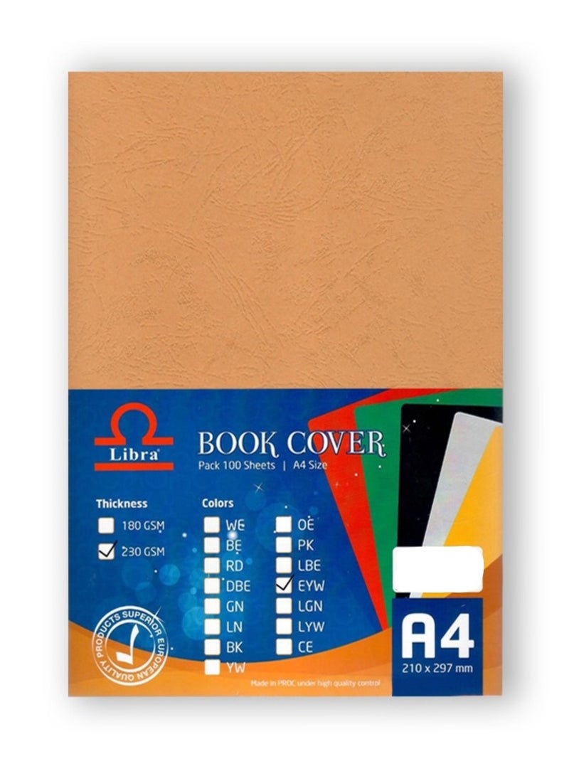 Libra Book cover Embossed Leather Board A4 230gsm Earth Yellow 100 Sheets - Image 2