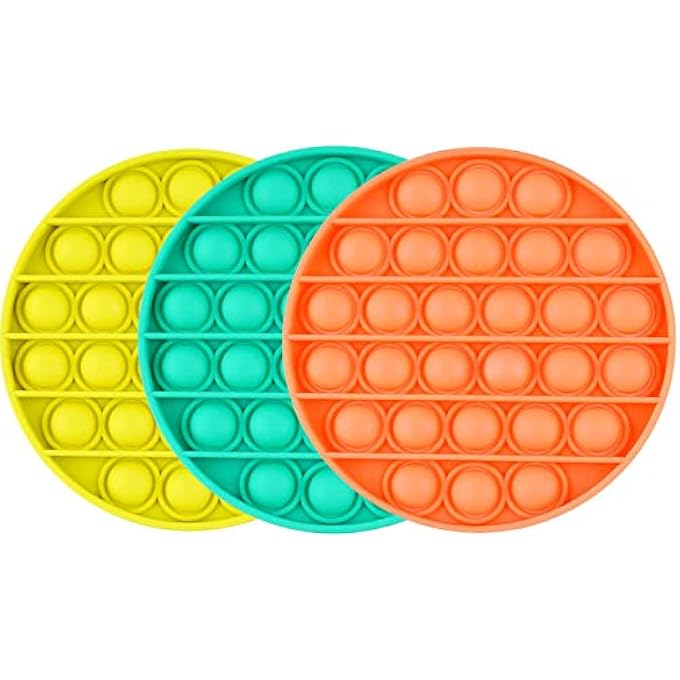 DODO Push pop pop Bubble Sensory Fidget Toy,Autism Special Needs Stress Reliever Silicone Stress Reliever Toy,Squeeze Sensory Toy (round-3pcs) - Image 1