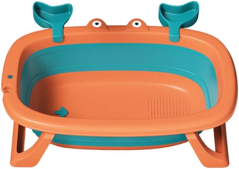 Turtees Portable Baby Bath Tub - Collapsible Toddler Bath Tub for Kids (Orange) - Image 1