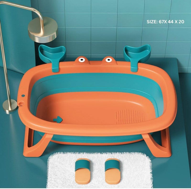 Turtees Portable Baby Bath Tub - Collapsible Toddler Bath Tub for Kids (Orange) - Image 2