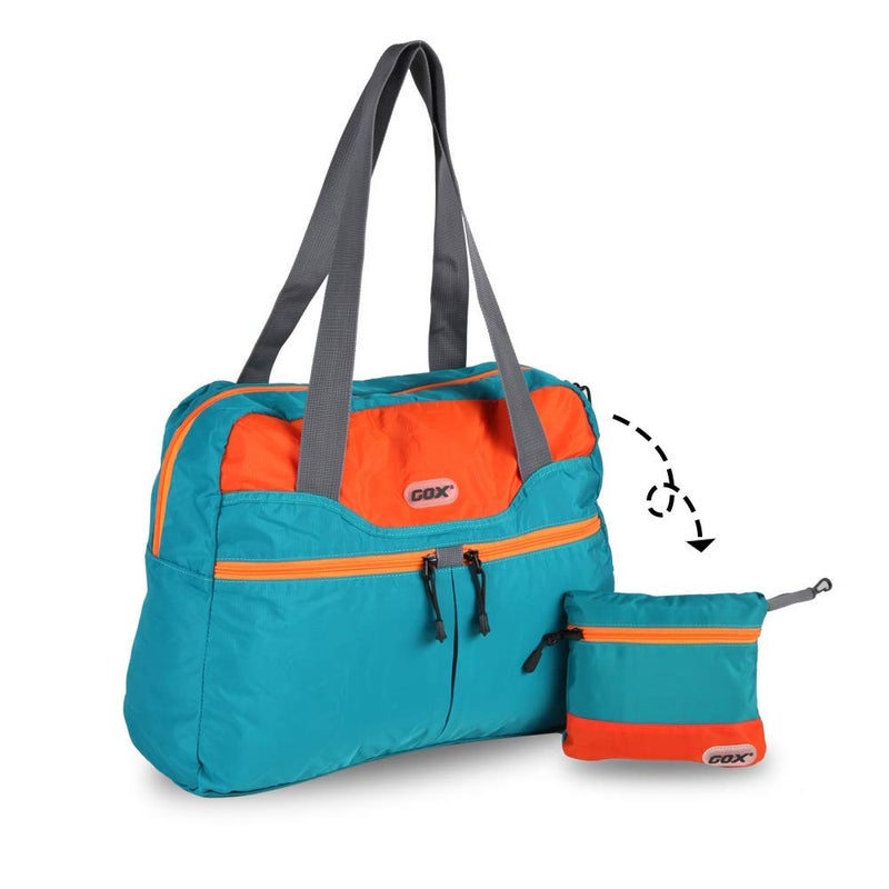 GOX Ultra Light Packable Tote Bag Weekender Crossbody Duffel Nylon for Women Small Lightweight Foldable Travel Tote under Seat Shoulder Bag Travel Bag on Plane Extra Large Bag with Zipper (Turquoise) - Image 1