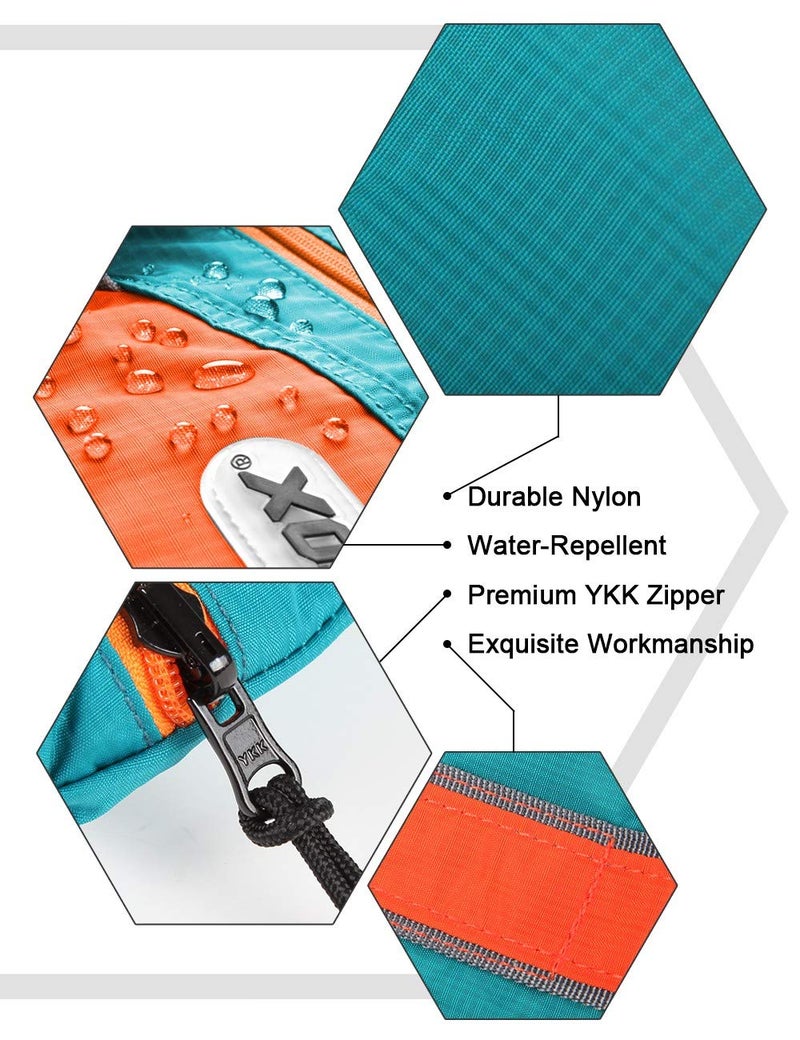 GOX Ultra Light Packable Tote Bag Weekender Crossbody Duffel Nylon for Women Small Lightweight Foldable Travel Tote under Seat Shoulder Bag Travel Bag on Plane Extra Large Bag with Zipper (Turquoise) - Image 5