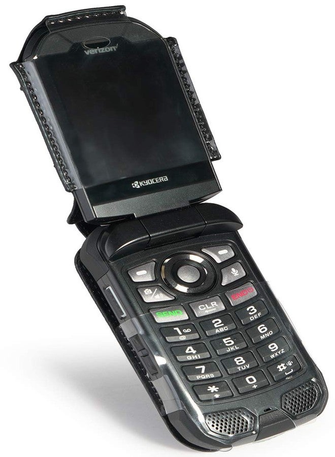 نيكيد سيل فون جراب Nakedcellphone المتوافق مع هواتف Kyocera DuraXV Extreme و DuraXE Epic و DuraXA Equip، غطاء من الجلد النباتي الأسود مع [حماية مدمجة للشاشة] و[مشبك حزام معدني] لهواتف E4810/E4811/E4830/E4831 - Image 4