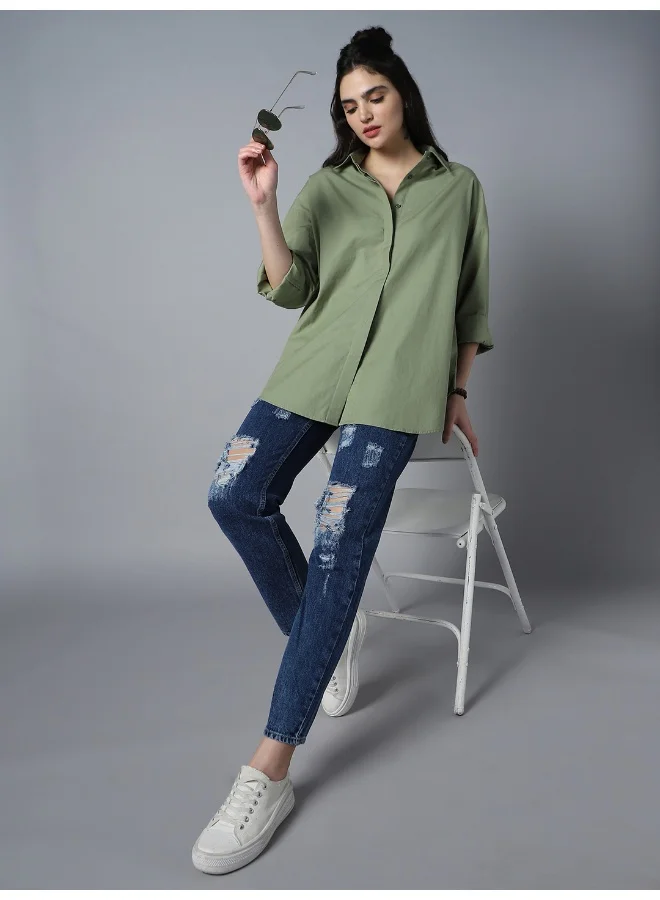 HIGH STAR Women's Green Shirts - Versatile and Trendy for Everyday Wear