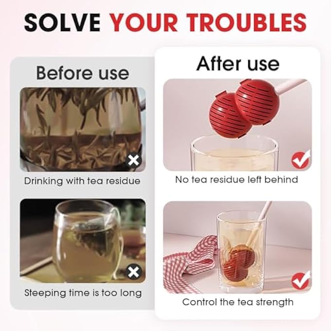 إكسفور قطعتان من مصفاة الشاي اللطيفة ذات المقبض الطويل، مصفاة أوراق الشاي السائبة على شكل مصاصة، فاصل شبكي قابل لإعادة الاستخدام، مادة آمنة من السيليكون، مصفاة كرة الشاي للأكواب وأباريق الشاي، ملحقات الشاي - Image 3