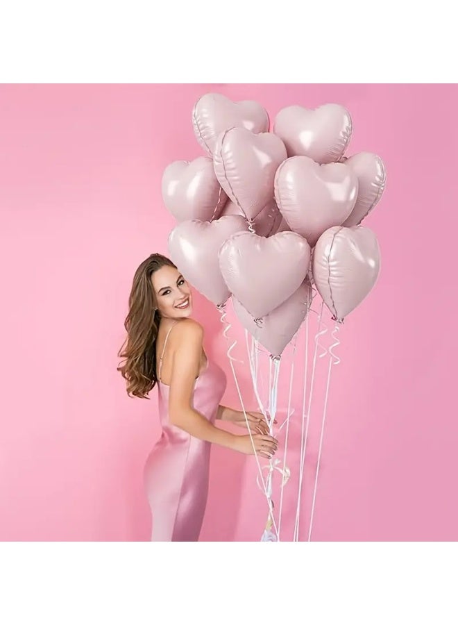 Kandid 10Pcs Valentine's 18-Inch Heart-Shaped Foil Balloons, Mixed Color, for Valentine'S Day, Birthday, Wedding, Anniversary, Engagement, Party Decorations, No Electricity Needed, Aluminum Film Balloons (BABY PINK) - Image 4