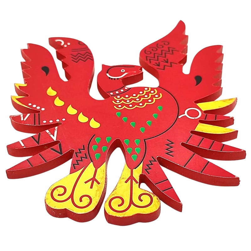 Plus Value Wooden Feng Shui Red Phoenix Bird Symbol of Fame Reputation Feng Shui Products for Home Office Decor 9inches 1pc - Image 1