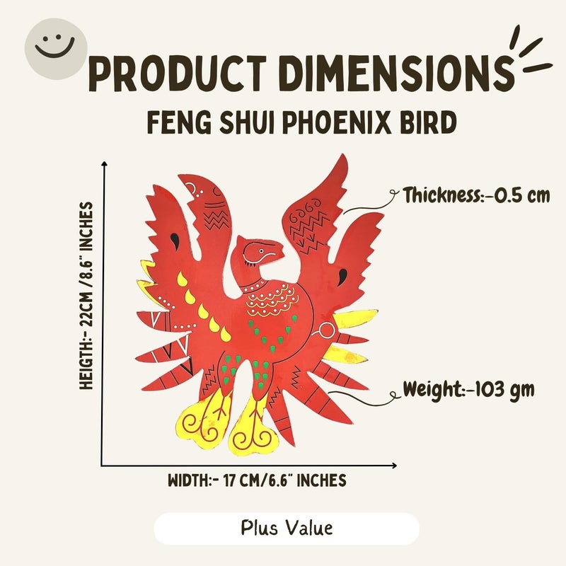 Plus Value Wooden Feng Shui Red Phoenix Bird Symbol of Fame Reputation Feng Shui Products for Home Office Decor 9inches 1pc - Image 3