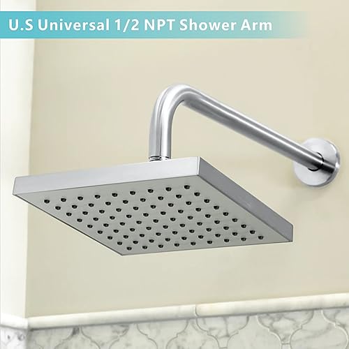 Nuodan Shower Arm with Flange, 15 Inches Wall Mount Replacement Extension Showerhead Arm For Fixed Shower Head, Chrome - Image 5
