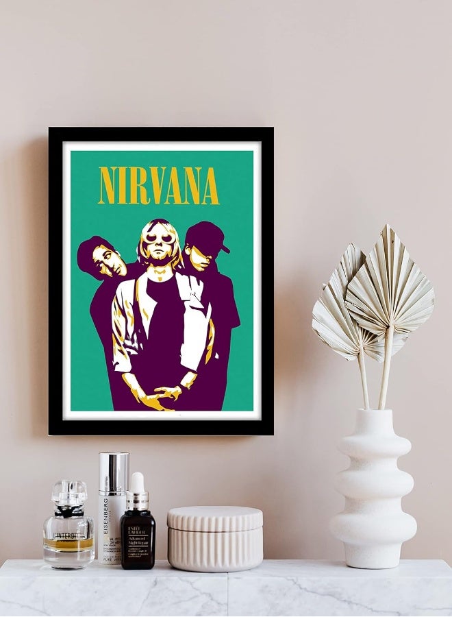 Emoda Home Trove Nirvana Band Art Framed Poster Acrylic Glass For Room & Office (10 Inch X 13 Inch, Multicolor) - Image 2