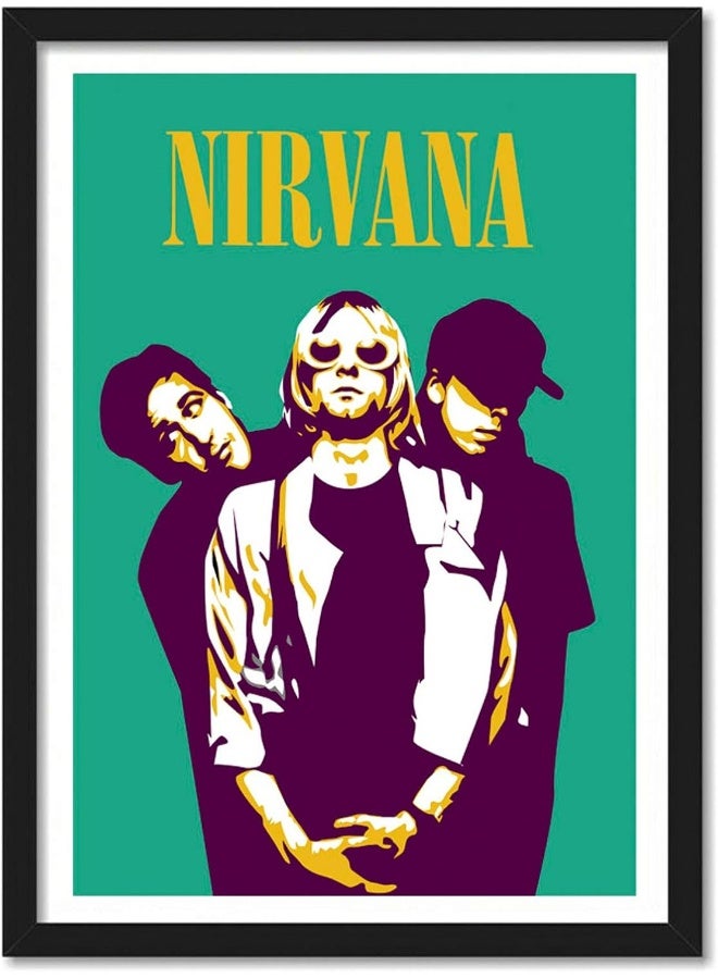 Emoda Home Trove Nirvana Band Art Framed Poster Acrylic Glass For Room & Office (10 Inch X 13 Inch, Multicolor) - Image 1