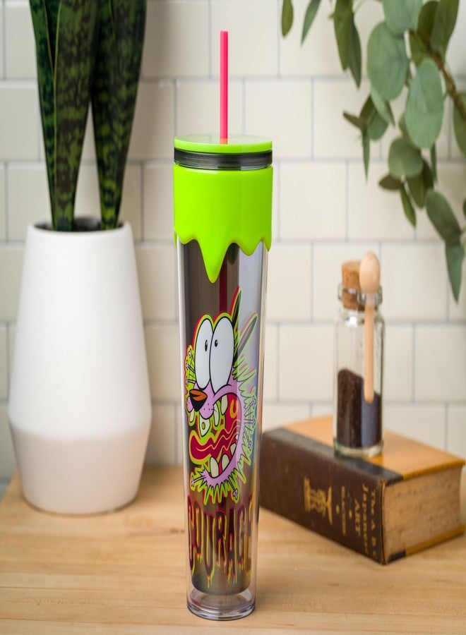 Silver Buffalo Courage The Cowardly Dog Scared Courage 26oz. Plastic Drip Tumbler - Image 3