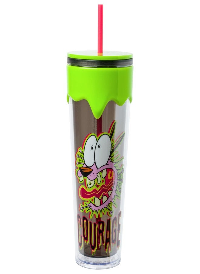 Silver Buffalo Courage The Cowardly Dog Scared Courage 26oz. Plastic Drip Tumbler - Image 1