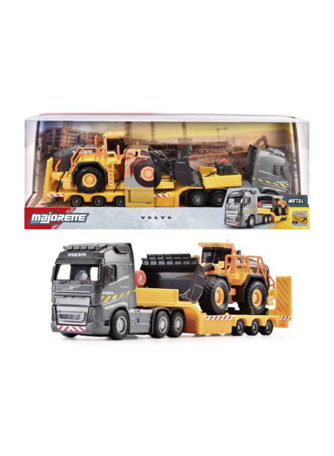 Majorette Volvo FH16 Truck + Wheel Loader, 35 cm Construction Transporter Set with Trailer and Volvo Wheel Loader,Free Wheel, Towing Winch, Fold-Out Ramp, Movable Bucket, Ages 3+ - Image 5