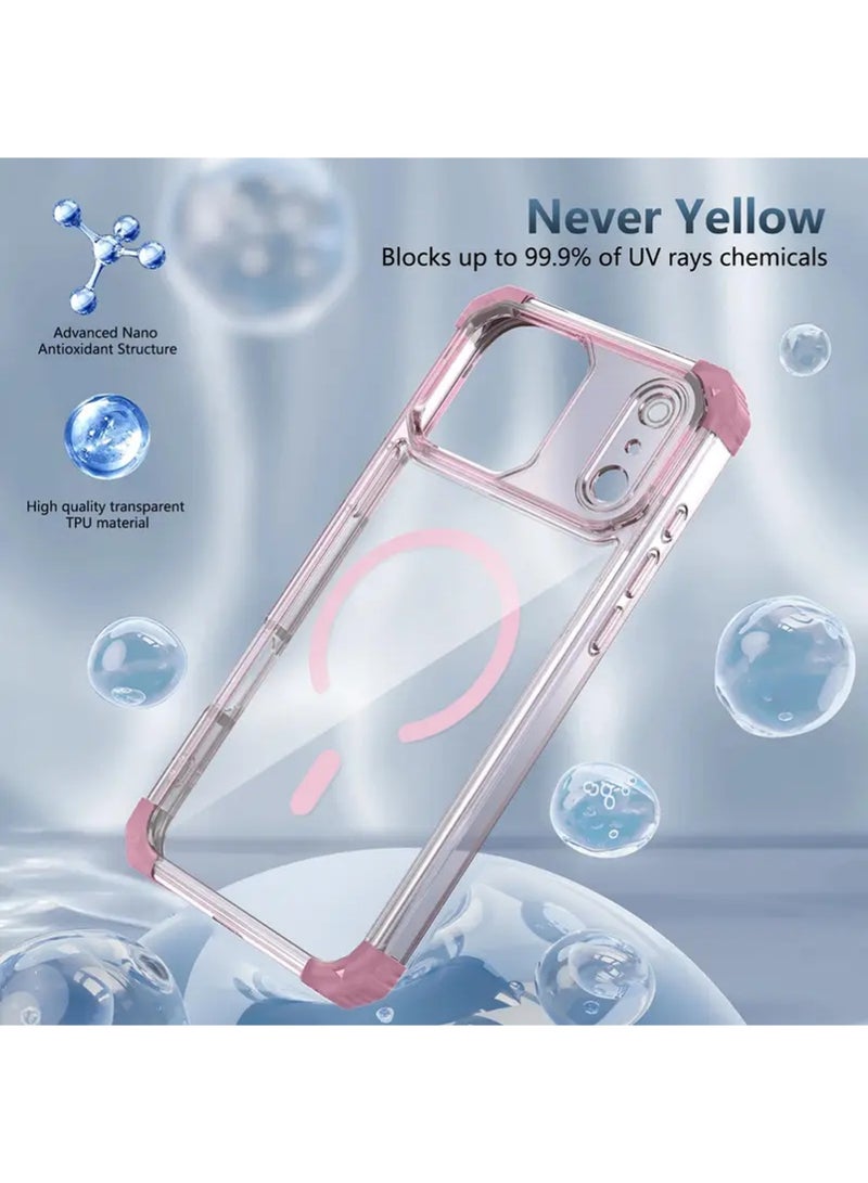 X-level Strong Magnetic Case for iPhone 17 Pro Max 6.9-Inch,[Compatible with Magsafe] Clear Slim Shockproof Protective Phone Cover for Women Men-Transparent+Pink ﻿ - Image 2