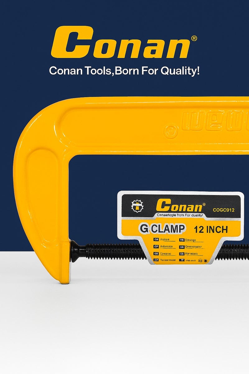 Conan 12-Inch Heavy Duty G Clamp – Professional Cast Iron C-Clamp for Woodworking, Metalworking, and DIY Projects - Image 3